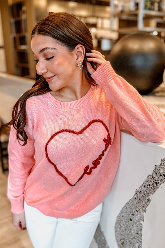 Howdy Heart Pink Sweater